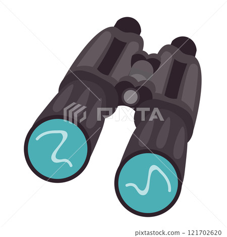 Cartoon camping binoculars in flat style isolated on white background. 121702620