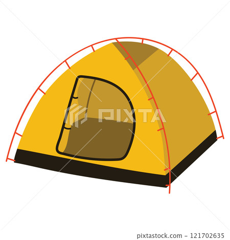 Cartoon camping tent in flat style isolated on white background. Cartoon camping tent in flat style isolated on white background. 121702635