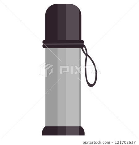 Cartoon camping thermos in flat style isolated on white background. 121702637