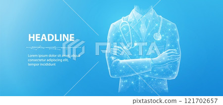 Digital online AI doctor. Healthcare system, hospital medicine tech. 121702657