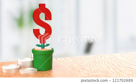 The Red Dollar symbol in Plant for Business concept 3d rendering. 121702689