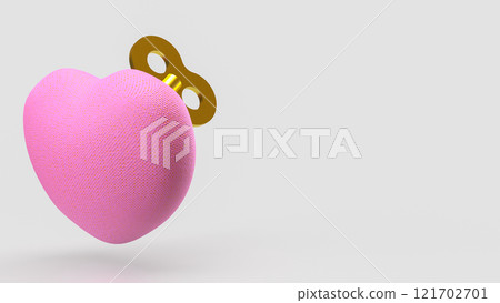 The Heart and wind up for Valentine or Love concept 3d Rendering. 121702701