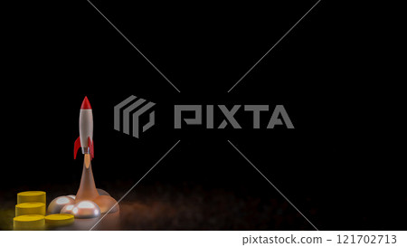 The Rocket and coins for Business or start up concept 3d rendering. 121702713