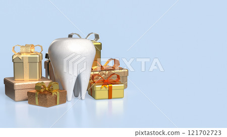 The Teeth and gift box for Dental or Health concept 3d rendering. The Teeth and gift box for Dental or Health concept 3d rendering. 121702723