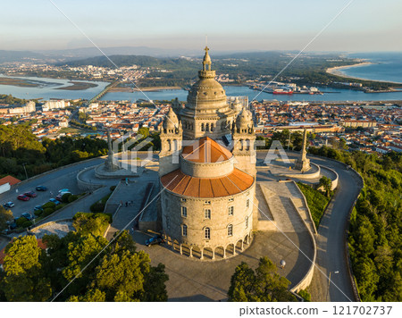 Basilica Santa Luzia at Sunset. Viana do Castelo, Portugal. Aerial View Basilica Santa Luzia at Sunset. Viana do Castelo, Portugal. Aerial View 121702737
