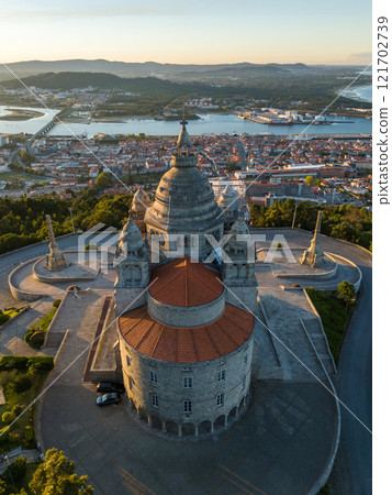 Basilica Santa Luzia at Sunrise. Viana do Castelo, Portugal. Aerial View Basilica Santa Luzia at Sunrise. Viana do Castelo, Portugal. Aerial View 121702739