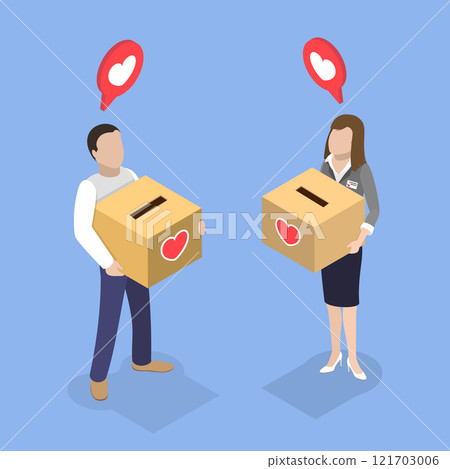 3D Isometric Flat Vector Illustration of Donation and Charity, Support and Solidarity 121703006
