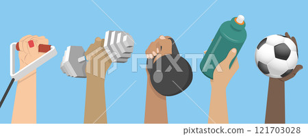 3D Isometric Flat Vector Illustration of Physical Education, Healthy Lifestyle 121703028