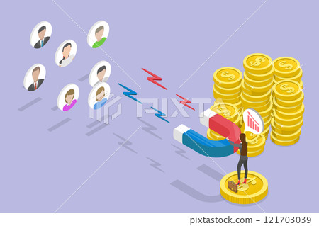 3D Isometric Flat Vector Illustration of Lead Generation, Optimizing Conversion Rate 121703039