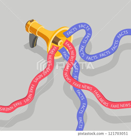 3D Isometric Flat Vector Illustration of Fake News, Myths vs Facts 3D Isometric Flat Vector Illustration of Fake News, Myths vs Facts 121703051