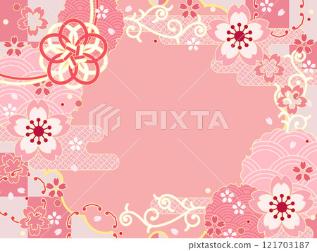 Cute cherry blossom Japanese style pattern 121703187