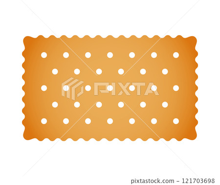 Crispy cracker. Sweet or salty biscuit cookie in rectangle shape. Crunchy snack isolated on white background. Vector cartoon illustration 121703698