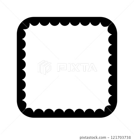 Square frame with scallop inner borders. Picture or mirror vignette with wavy inside edges isolated on white background. Vector graphic illustration 121703738