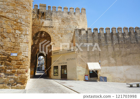 Exterior view of a traditional Spanish palace enclosure Exterior view of a traditional Spanish palace enclosure 121703998