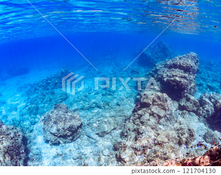 A half-surface shot of the beautiful sea of Hirizo Beach. Hirizo Beach, Nakagi, Minamiizu-cho, Kamo-gun, Izu Peninsula, Shizuoka Prefecture, 2024 121704130