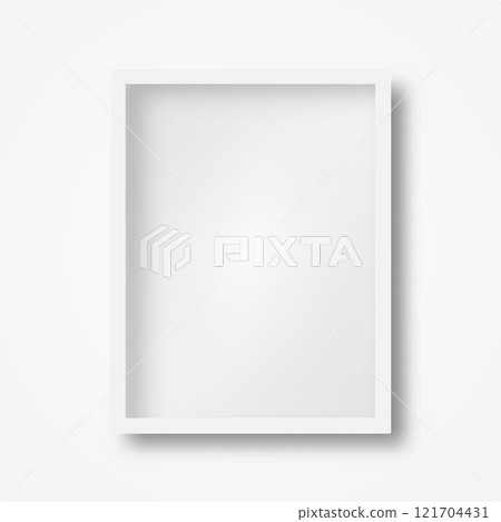 Empty white picture frame mock up on white background for your design, Vector Illustration 121704431