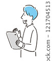 A man giving an explanation using a tablet 121704513