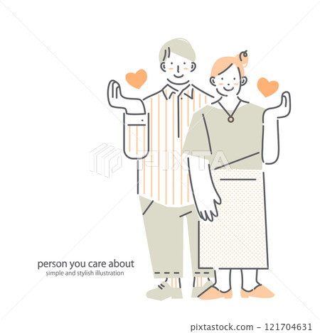 幸福的情侶時尚簡單的插畫 121704631