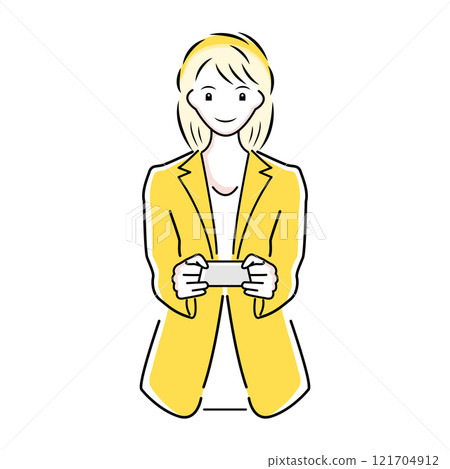 一位辦公室女士遞出一張名片的插圖 121704912