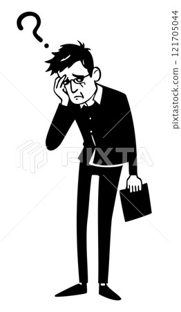 Man in trouble. Vector isolated black and white doodle illustration Man in trouble. Vector isolated black and white doodle illustration 121705044