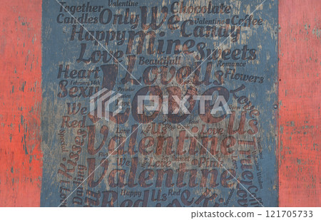 Rustic Wooden Sign Featuring Love and Valentine Typography Design 121705733