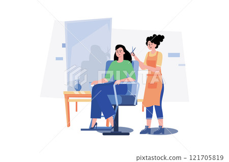 Woman Getting Her Hair Cut At The Beauty Salon. 121705819