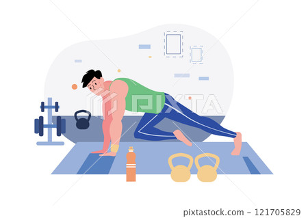 Man Doing Exercise At Home Man Doing Exercise At Home 121705829
