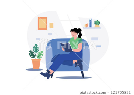 Girl Reading A Novel During Quarantine 121705831