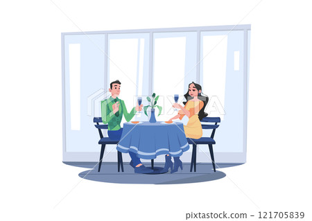 Couple In Love Illustration concept. A flat illustration isolated on white background Couple In Love Illustration concept. A flat illustration isolated on white background 121705839