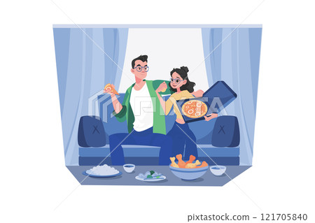 Couple In Love Illustration concept. A flat illustration isolated on white background Couple In Love Illustration concept. A flat illustration isolated on white background 121705840