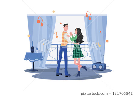 Couple In Love Illustration concept. A flat illustration isolated on white background Couple In Love Illustration concept. A flat illustration isolated on white background 121705841