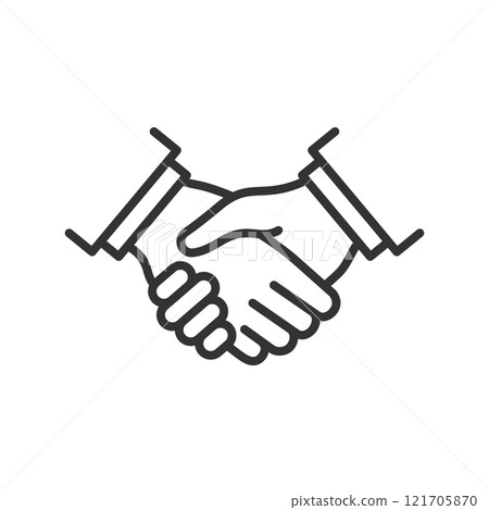 Handshake vector icon (line drawing, business) 121705870