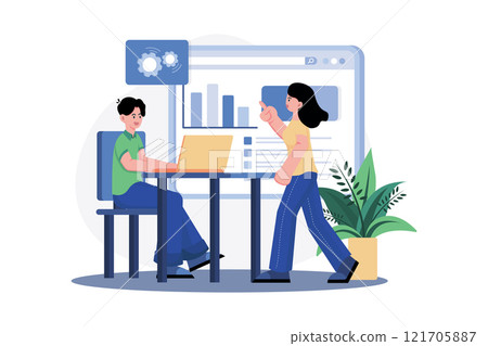 Marketing Team Doing Analysis Marketing Team Doing Analysis 121705887