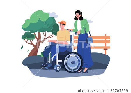 Veteran And His Wife Go For A Walk After Being Discharged From The Army 121705899