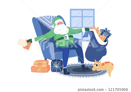 Santa Claus Prepares Gifts For Children 121705908