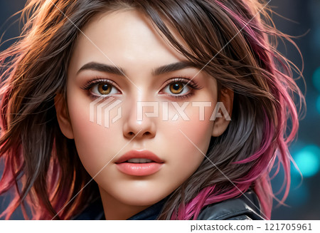 Woman with purple hair "AI generated image" Woman with purple hair "AI generated image" 121705961