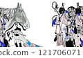 Illustration depicting cavalry and horses 121706071