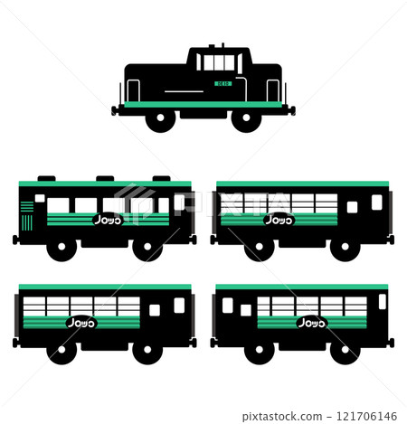 An illustration based on the black design of the toy-style Kushiro Marsh Norokko train 121706146