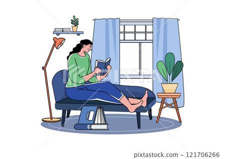 Girl Reading A Novel During Quarantine Girl Reading A Novel During Quarantine 121706266