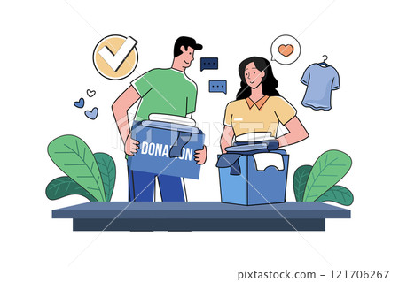 Volunteers Donate Clothes To The Poor Volunteers Donate Clothes To The Poor 121706267