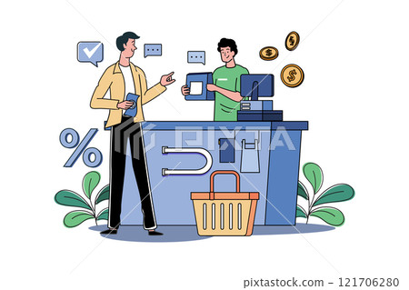 The Man Received The Bag From The Cashier 121706280