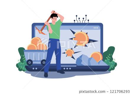 Proof Of Work (Pow) Illustration concept on white background 121706293