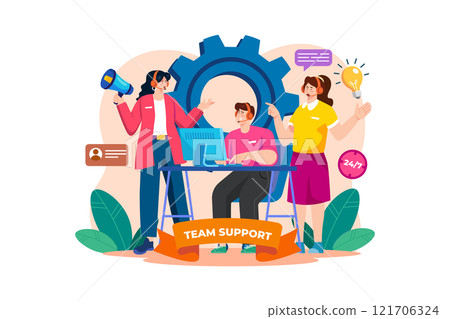 Team Support Department Advises The Customer's Office Workers. Team Support Department Advises The Customer's Office Workers. 121706324