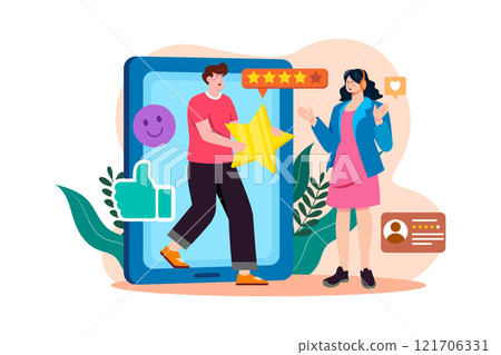 Customer Product Rating Review Illustration concept on white background Customer Product Rating Review Illustration concept on white background 121706331