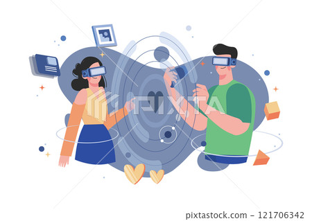 Metaverse Illustration concept. A flat illustration isolated on white background 121706342