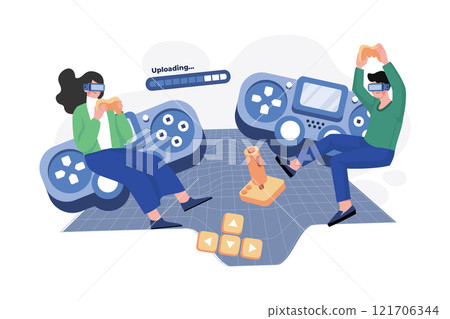 Metaverse Illustration concept. A flat illustration isolated on white background Metaverse Illustration concept. A flat illustration isolated on white background 121706344