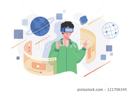 Metaverse Illustration concept. A flat illustration isolated on white background Metaverse Illustration concept. A flat illustration isolated on white background 121706345
