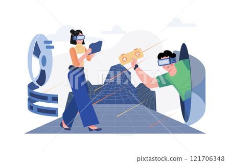 Metaverse Illustration concept. A flat illustration isolated on white background 121706348