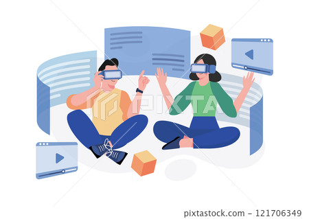 Metaverse Illustration concept. A flat illustration isolated on white background 121706349