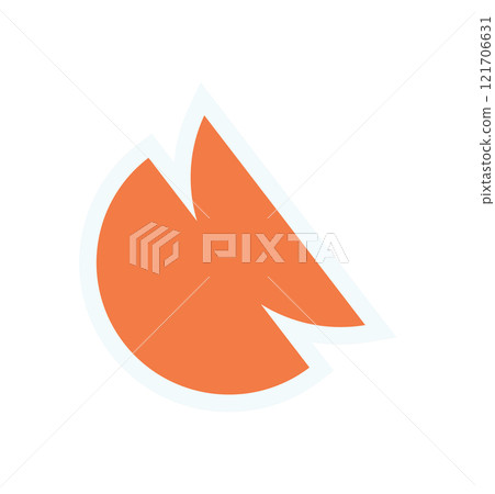 Bold abstract brutalist sticker. Unique geometric shape element in flat design. Modern symbol of y2k aesthetic, perfect for graphic projects and contemporary art themes. 121706631